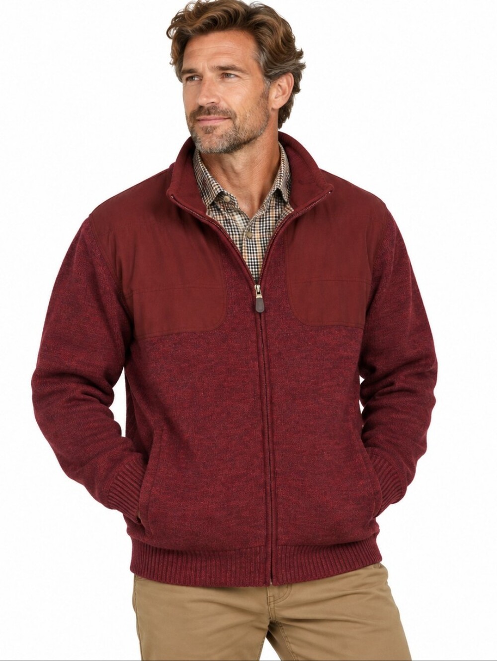 Orvis Full Zip Wool Sweater Jacket XL Burgundy Red Shooting Hunting Countryside